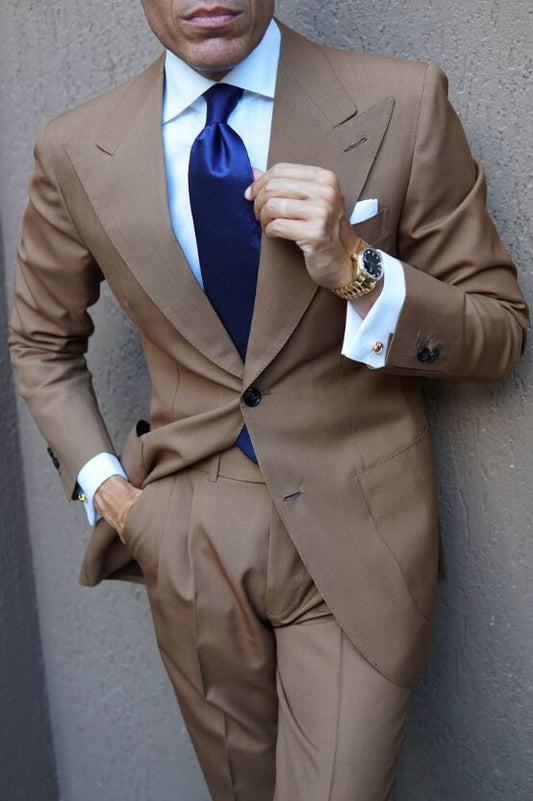 Brown Groom Wear Wedding Dress Prom Dress Business Suits Party Suits costume homme Two Pieces Suits(Jacket+Pants)