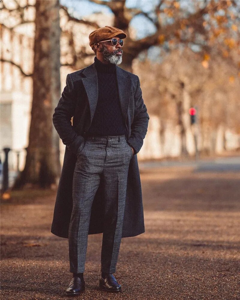 Abrigo de lana de diseñador para hombre, abrigo informal de moda de invierno, chaqueta de lana de color liso, esmoquin de boda para caballero personalizado 