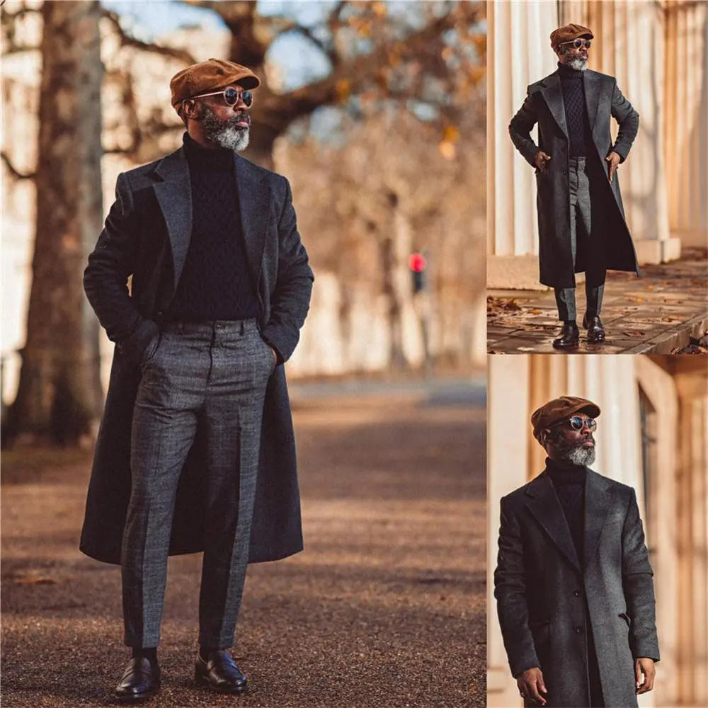 Abrigo de lana de diseñador para hombre, abrigo informal de moda de invierno, chaqueta de lana de color liso, esmoquin de boda para caballero personalizado 