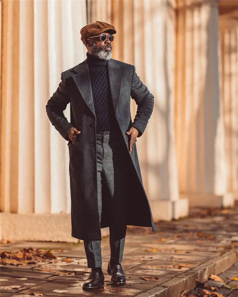 Abrigo de lana de diseñador para hombre, abrigo informal de moda de invierno, chaqueta de lana de color liso, esmoquin de boda para caballero personalizado 