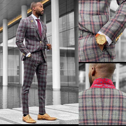 Mens Suits Tweed Two-Piece Suit Tweed Vintage Business Jacket Pant Custom Wedding Tuxedos New in Autumn