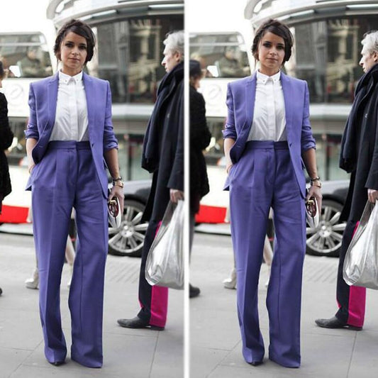 Purple 2 Pieces Mother Of The Bride Suits Women Ladies One Button Plus Size Office Tuxedos Formal Work Wear For Wedding