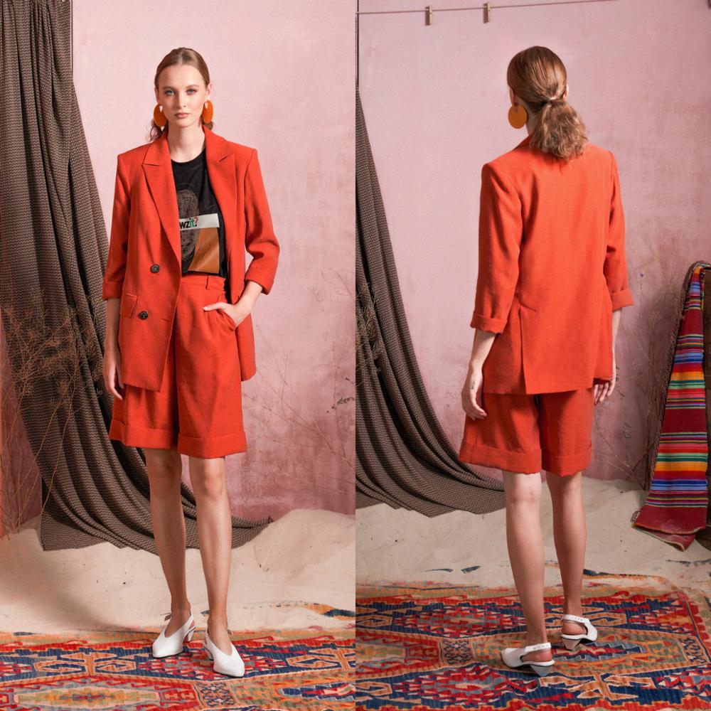 Red Women Suits Short Work Party Wear For Ladies Loose Fit Business Tuxedos Guest Wedding Prom Party