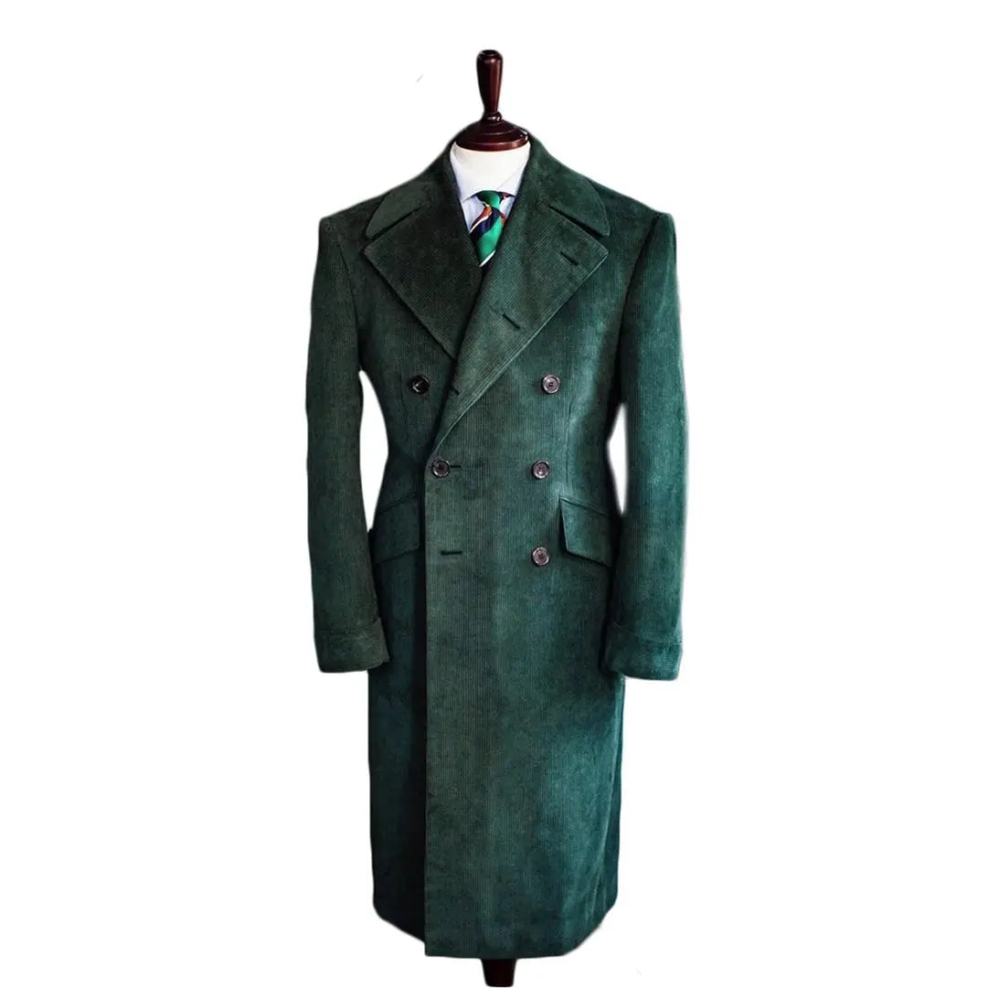 Winter Men Wedding Tuxedos Green Long Jacket Customise Groom Groomsmen Coat Suits Men' Business Formal Wear