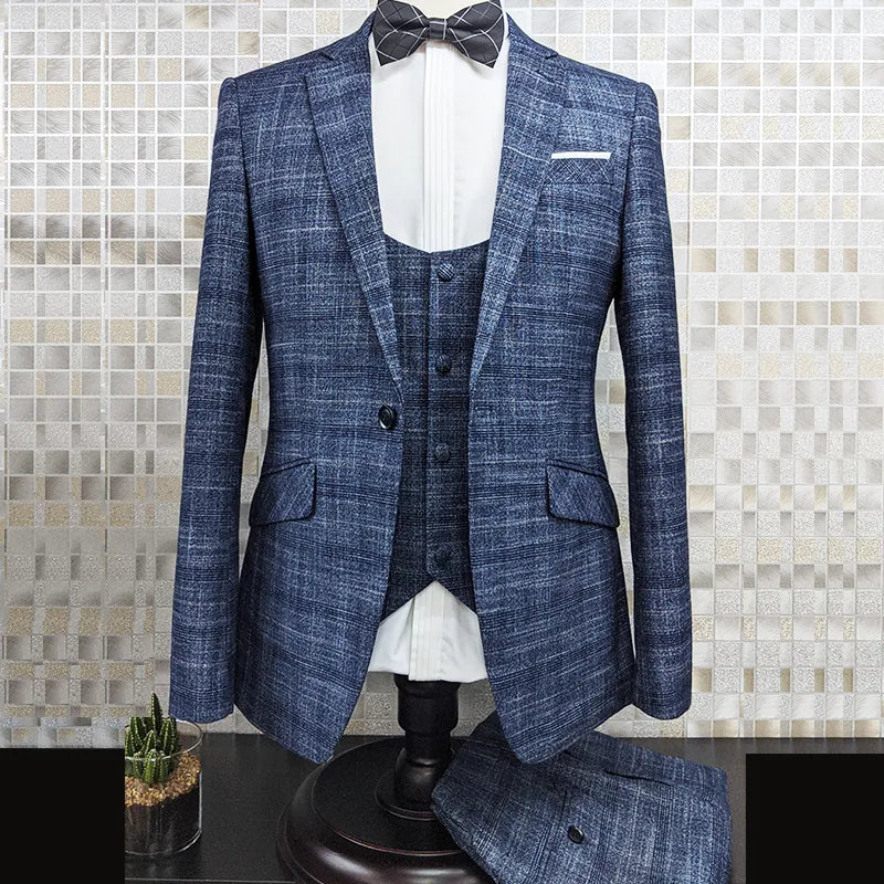 Traje estilo inglés para hombre, estilo boutique, informal, conjunto de 3 piezas, para boda, fiesta, graduación, novio, esmoquin