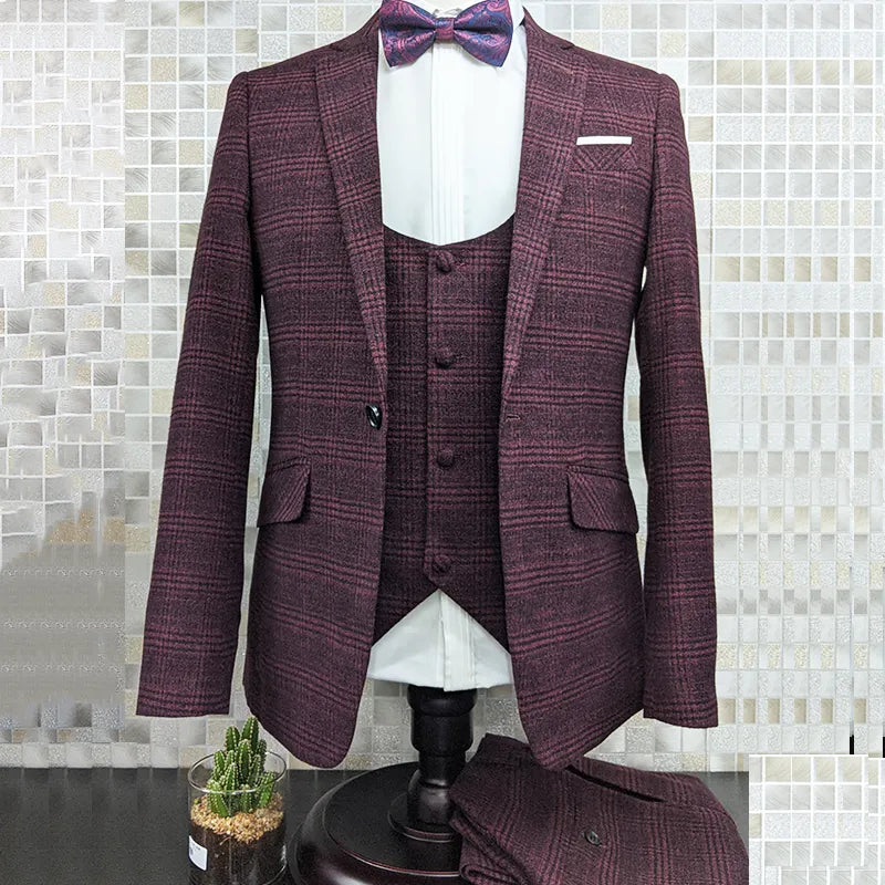 Costume homme style anglais, ensemble 3 pièces décontracté, robe de soirée, bal, smoking