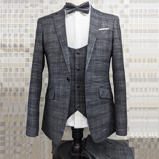 Traje estilo inglés para hombre, estilo boutique, informal, conjunto de 3 piezas, para boda, fiesta, graduación, novio, esmoquin