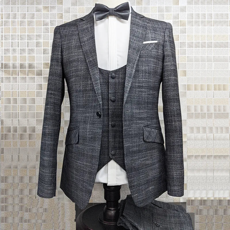 Costume homme style anglais, ensemble 3 pièces décontracté, robe de soirée, bal, smoking
