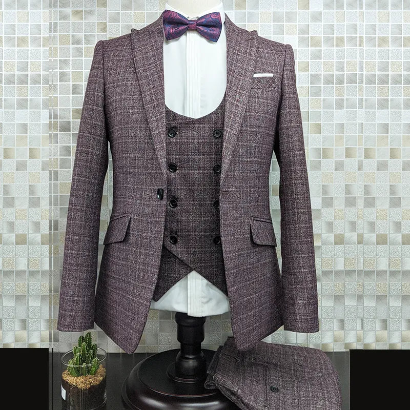 Costume homme style anglais, ensemble 3 pièces décontracté, robe de soirée, bal, smoking