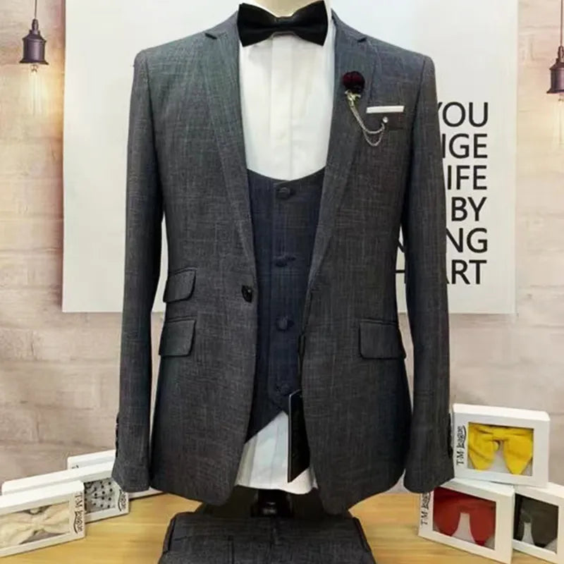 Costume homme style anglais, ensemble 3 pièces décontracté, robe de soirée, bal, smoking