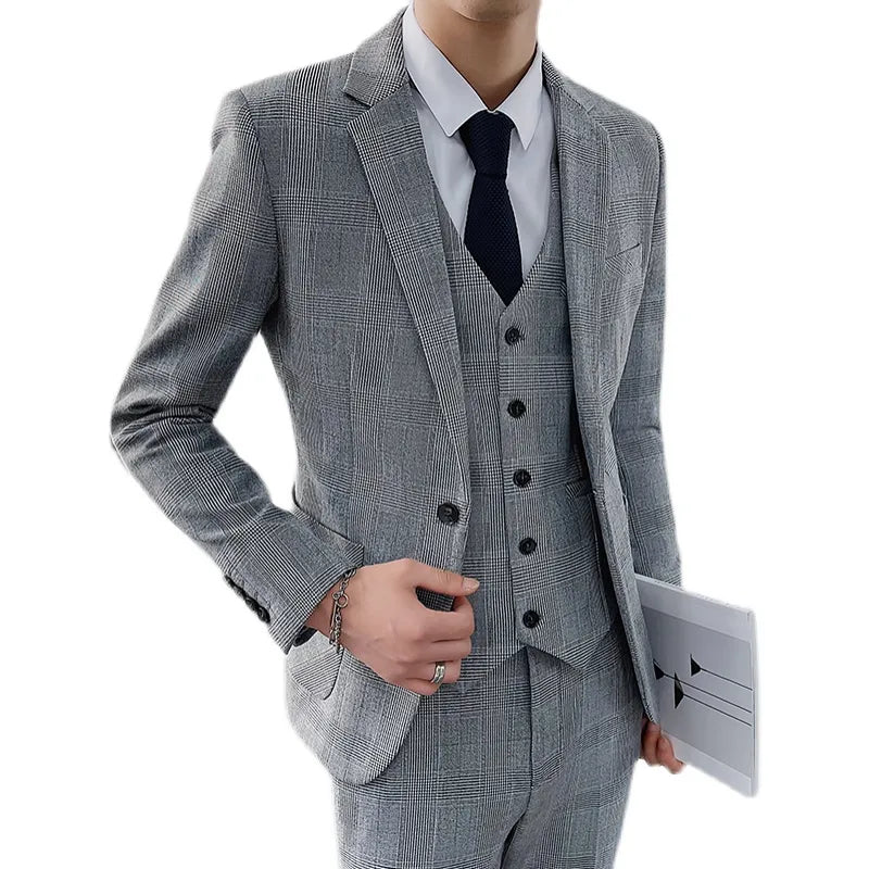 Nouveau costume pied-de-poule de style britannique pour homme, costume trois pièces, tenue d'affaires fine, tenue de soirée britannique 