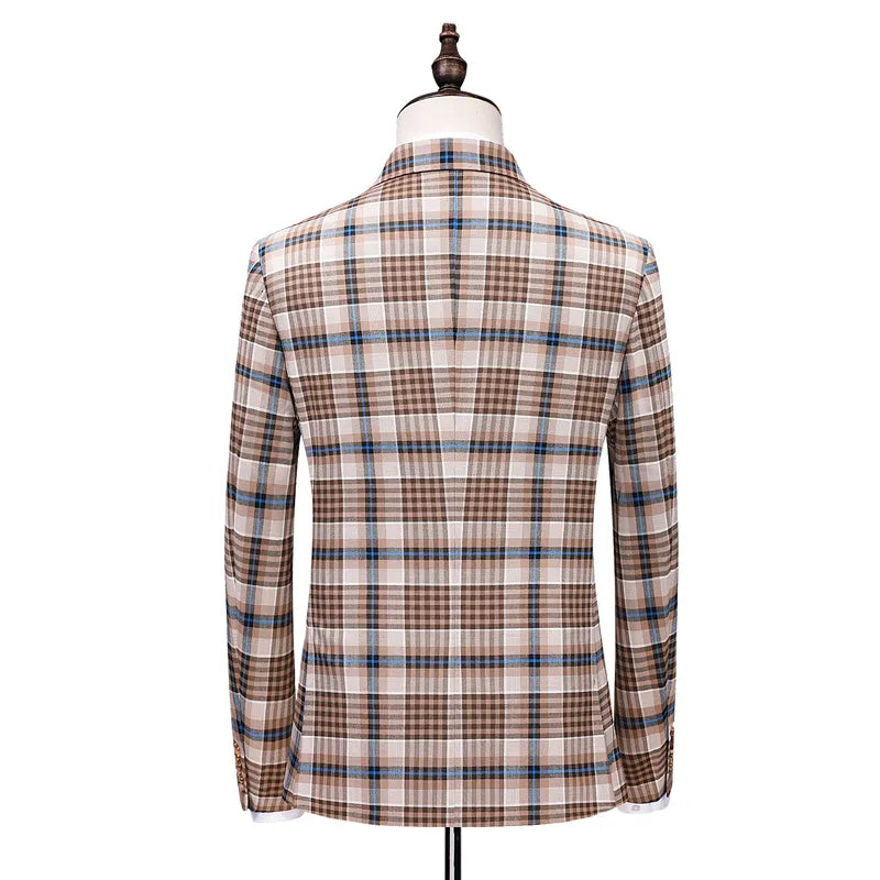 Nuevo par de trajes de hombre de cuello ancho, vestidos de boda de dos piezas con doble botonadura y trajes de oficina.