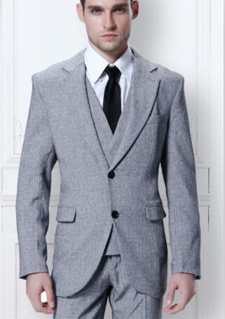 Traje de tweed de lana gris para hombre para boda, 3 piezas, chaqueta, pantalón y chaleco, corte entallado, para fiesta, blazer y pantalones. 