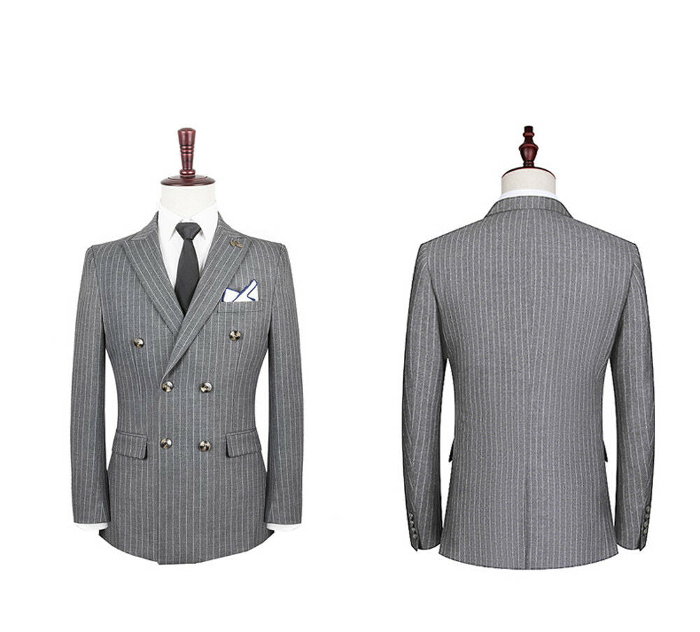Costume trois pièces à rayures pour homme, grande taille, croisé, Valentino, plusieurs boutons, costume de smoking pour homme 