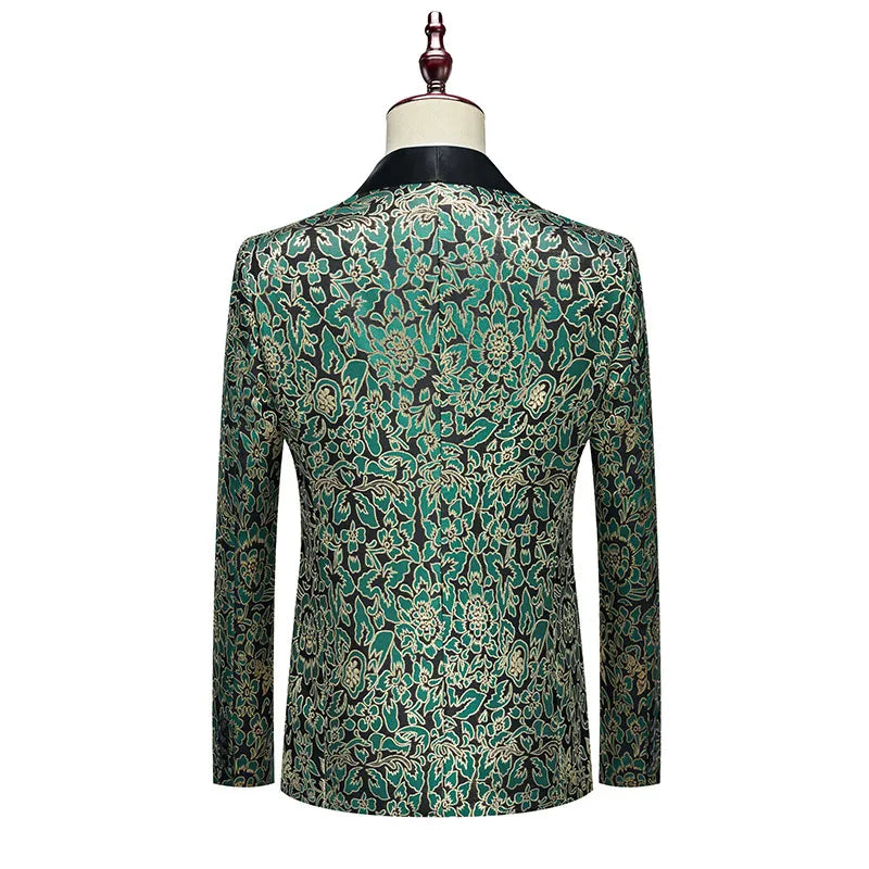Traje de noche de fiesta para hombre, traje de padrino y novio, traje de oficiante de dos piezas, traje bordado de talla grande para hombre, traje de 5 colores