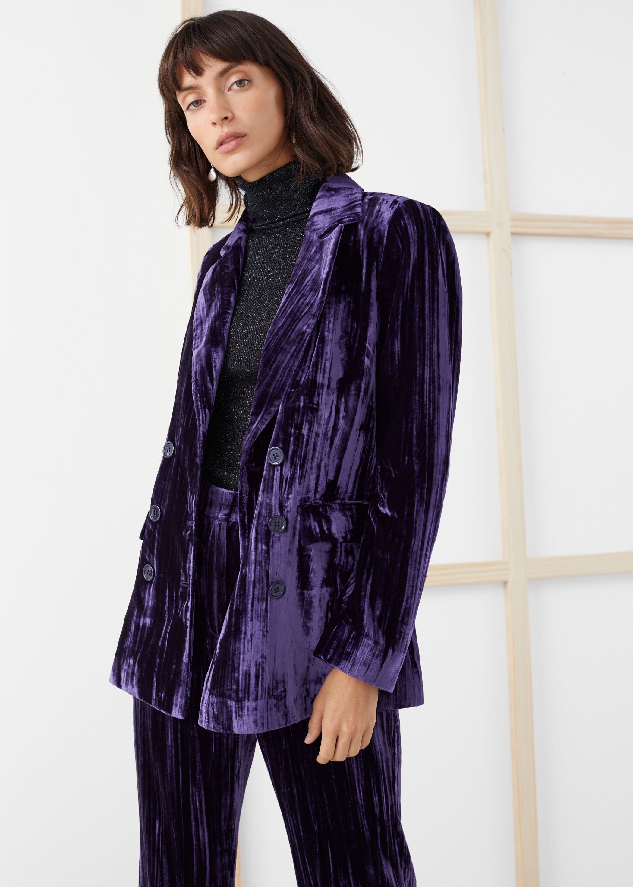 Purple Velvet Pant Suits Costumes Tuxedos Women Office Lady Business Formal Work Wear 2 Piece Sets Office Uniform