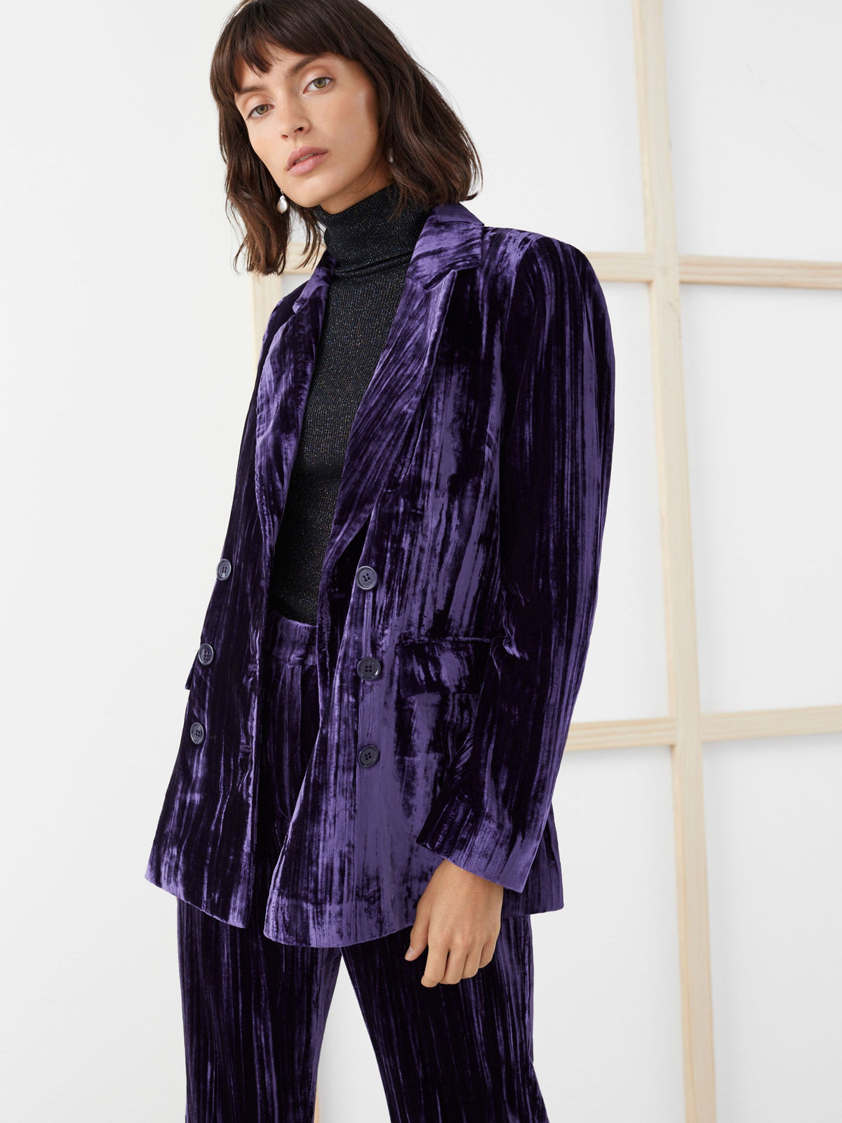 Purple Velvet Pant Suits Costumes Tuxedos Women Office Lady Business Formal Work Wear 2 Piece Sets Office Uniform