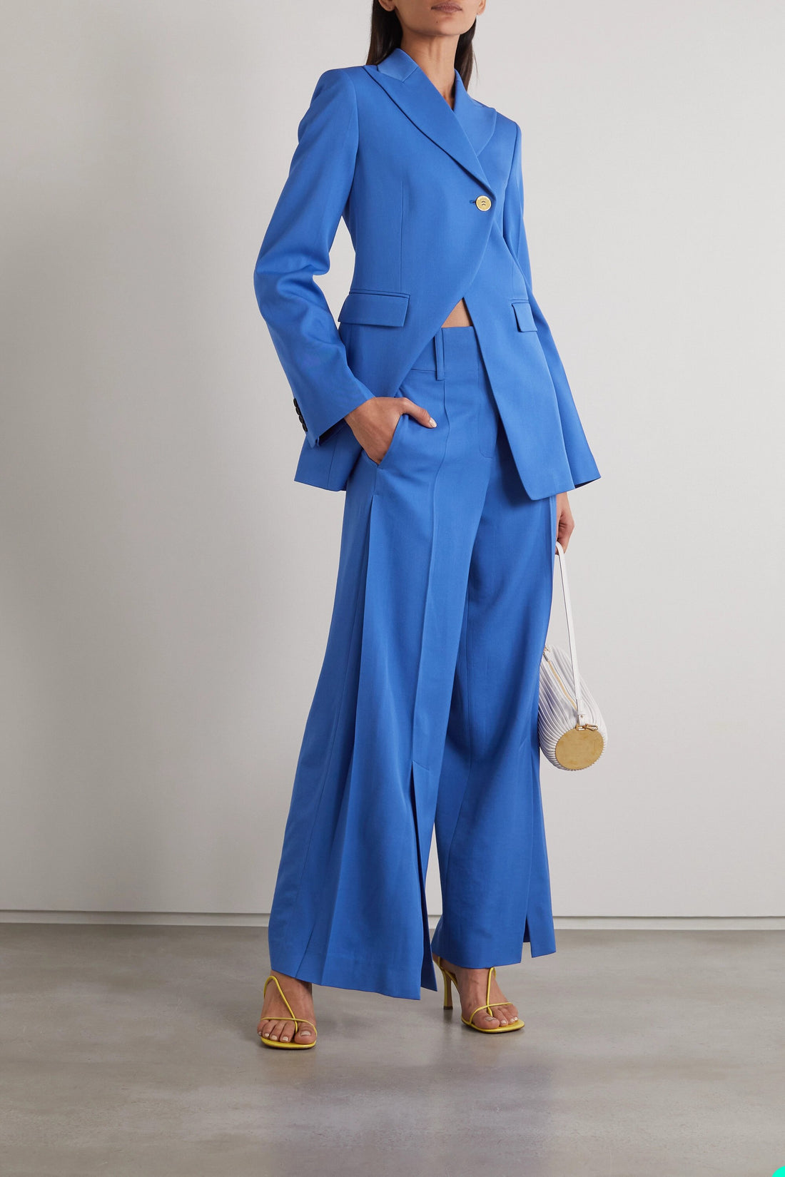 Trajes de pantalón para madre de la novia, de tweed, en azul, talla grande, para mujer, ropa formal de negocios, conjuntos de 2 piezas, uniforme de oficina 