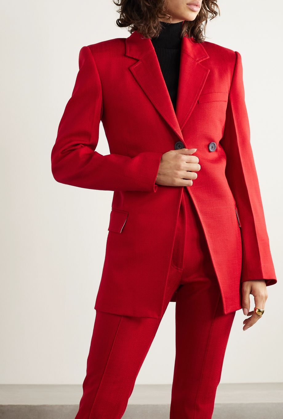 Trajes de pantalón para madre de la novia, de primavera, en rojo, talla grande, para mujer, ropa formal de negocios, conjuntos de 2 piezas, uniforme de oficina 