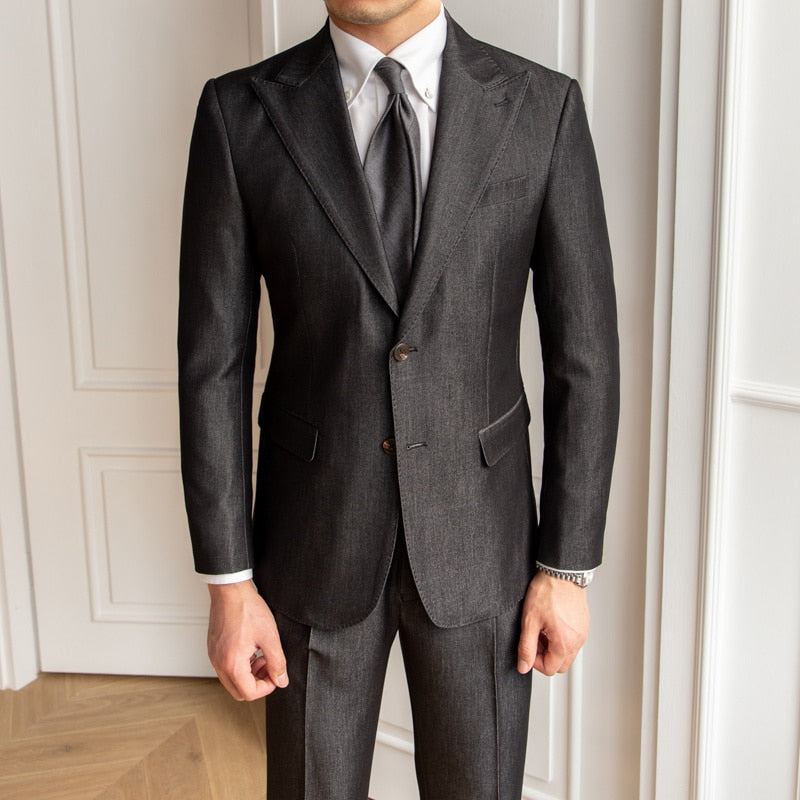 Wedding Suits For Men Solid Color Business Formal Casual Dress Suits 2 Pieces Office Work Party Prom Costume Homme