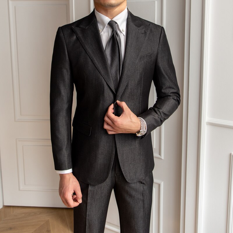Wedding Suits For Men Solid Color Business Formal Casual Dress Suits 2 Pieces Office Work Party Prom Costume Homme