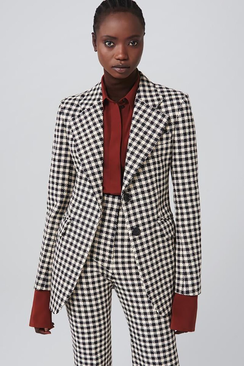 Ensemble de costumes d'hiver à carreaux, blazer chaud pour femme de bureau, smoking de mariage, veste taille haute, ensemble 2 pièces 