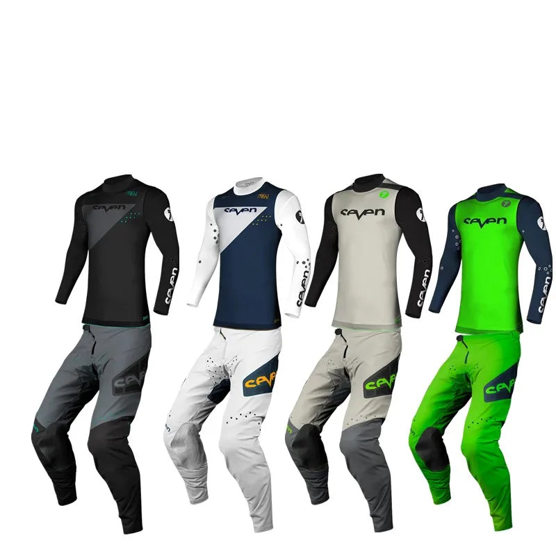 Conjunto de maillot y pantalón de ciclismo de montaña de manga larga para hombre en cuatro colores 
