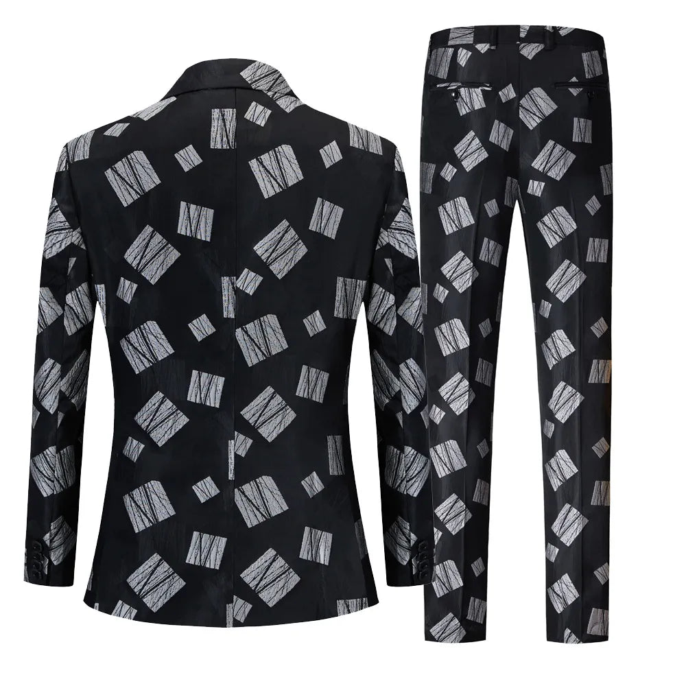 Costume croisé pour homme, costume décontracté à carreaux anglais en jacquard, pour le travail ou la décoration de la robe de mariée du marié. 