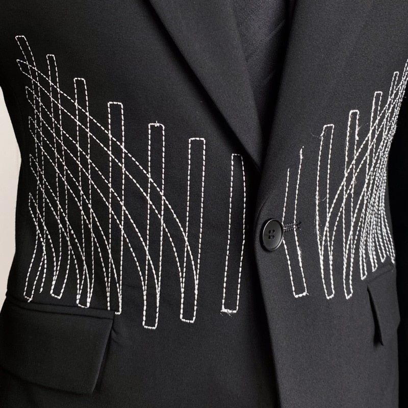 Embroidery Patterns Suit Two Piece Wedding Party Suit Groom Banquet Suit Slim