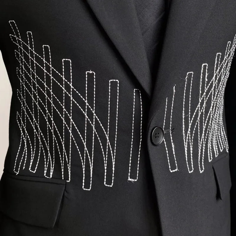 Embroidery Patterns Suit Two Piece Wedding Party Suit Groom Banquet Suit Slim