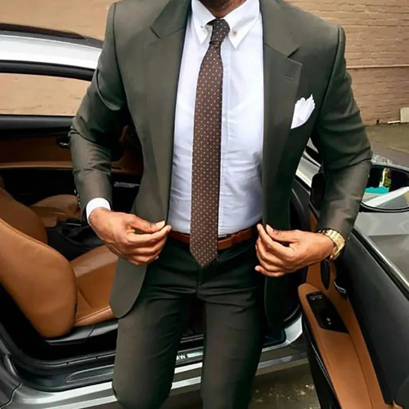 Costume marron pour homme, coupe slim, smoking, tenue de soirée, mariage, affaires, veste + pantalon, Terno 