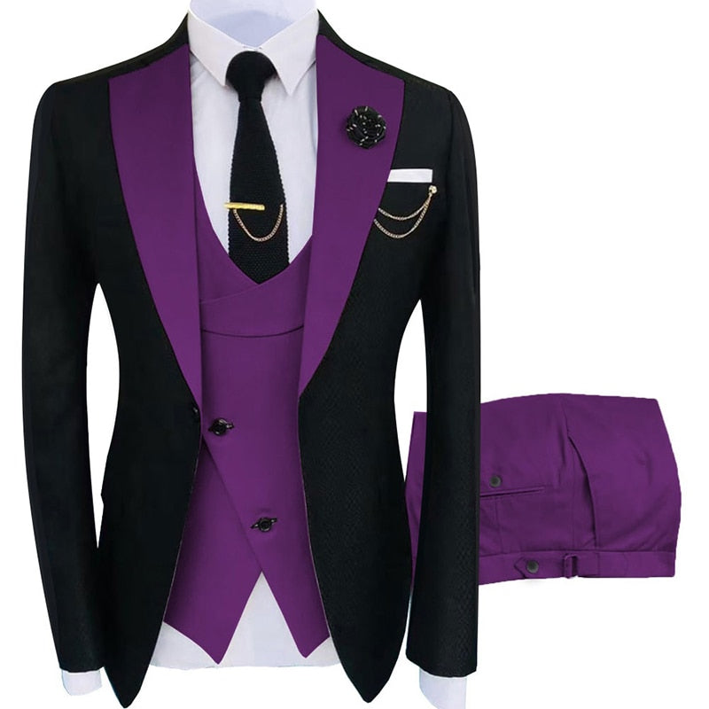 Blazers ajustados, trajes de baile y de novio para hombre, moda boutique para bodas (chaqueta + chaleco + pantalón) 