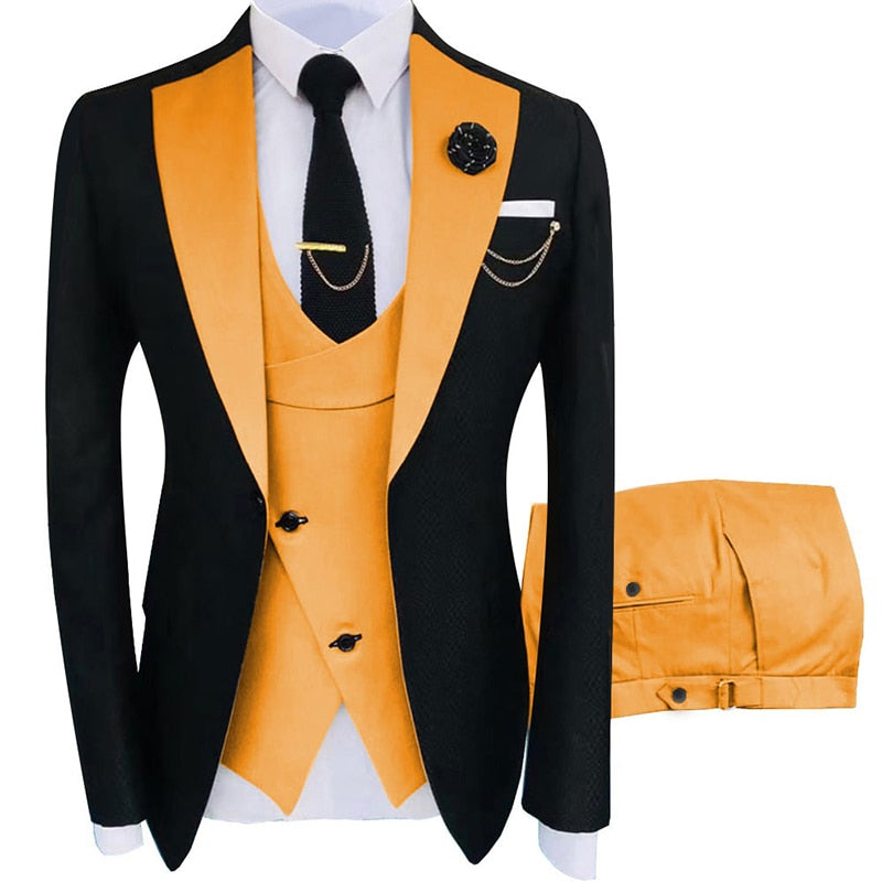 Blazers ajustados, trajes de baile y de novio para hombre, moda boutique para bodas (chaqueta + chaleco + pantalón) 