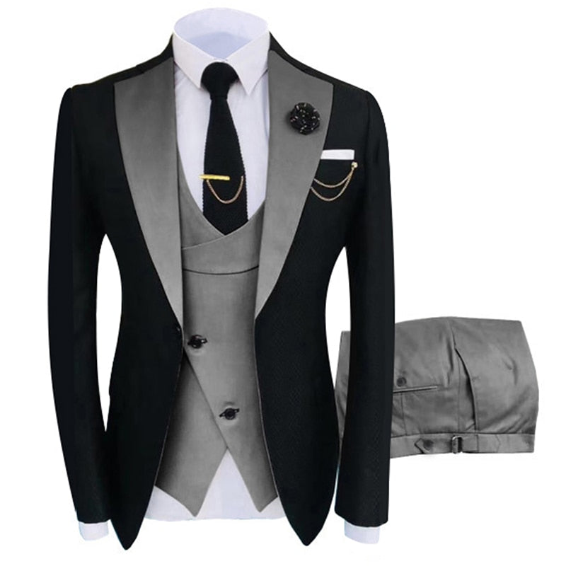 Blazers ajustados, trajes de baile y de novio para hombre, moda boutique para bodas (chaqueta + chaleco + pantalón) 