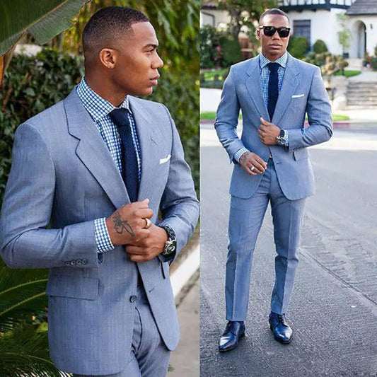 New Blazers Costume Men Blue for Business Wedding Prom Smart Casual Male Blazer Slim Fit Terno Tuxedos Formal 2 Pieces