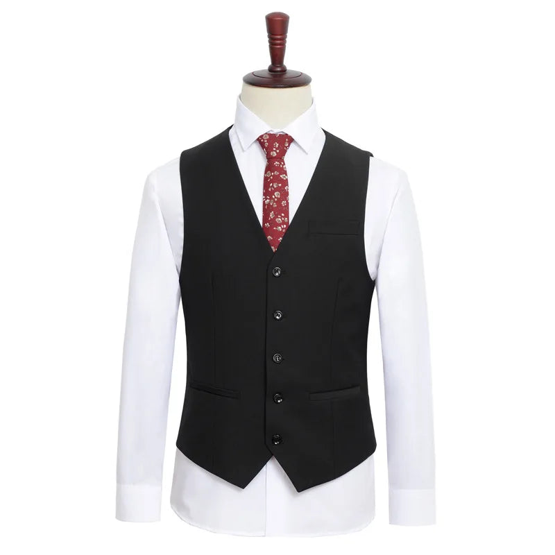 Plus Size Suit Vest Men Solid Color Single Breasted Waistcoat For Host Groom Groomsmen Grey Black Navy Waist Coat 9XL
