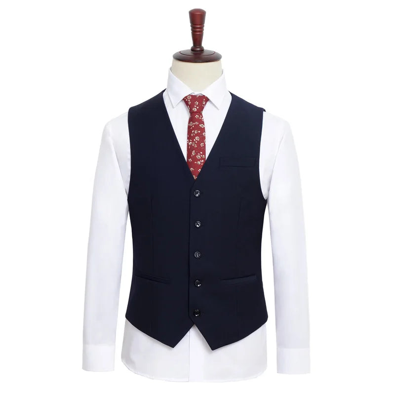 Plus Size Suit Vest Men Solid Color Single Breasted Waistcoat For Host Groom Groomsmen Grey Black Navy Waist Coat 9XL