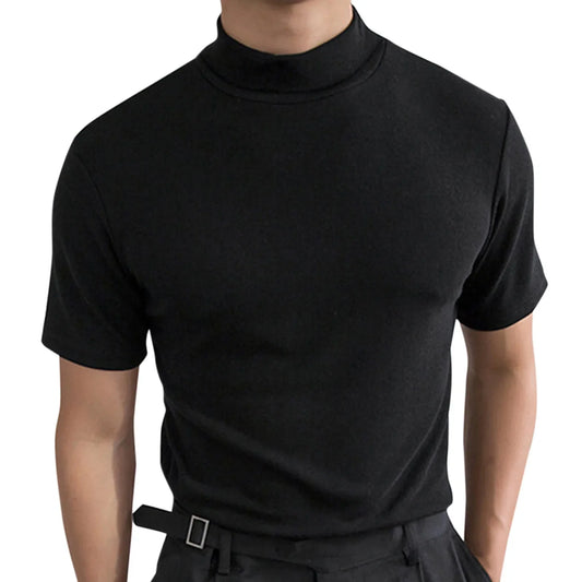 T-shirt élégant en coton à manches courtes et col montant pour homme – Mode estivale respirante, tailles S à 3XL 