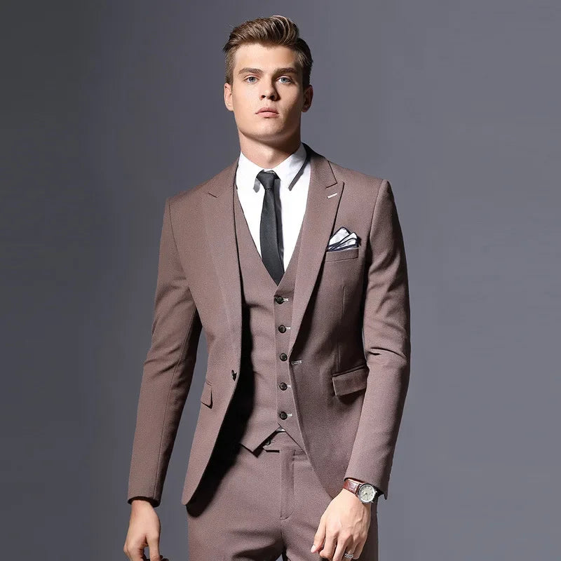 Costume gris slim fit pour homme, ensemble deux pièces avec cravate et pochette