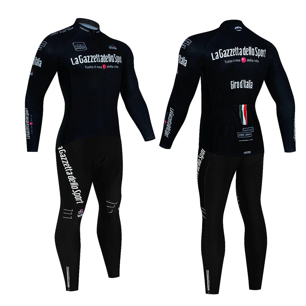 La Gazzetta Dello Sport Giro d'Italia Long Sleeve Cycling Suit Black