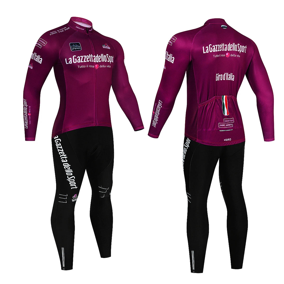 La Gazzetta Dello Sport Giro d'Italia Long Sleeve Cycling Suit Black