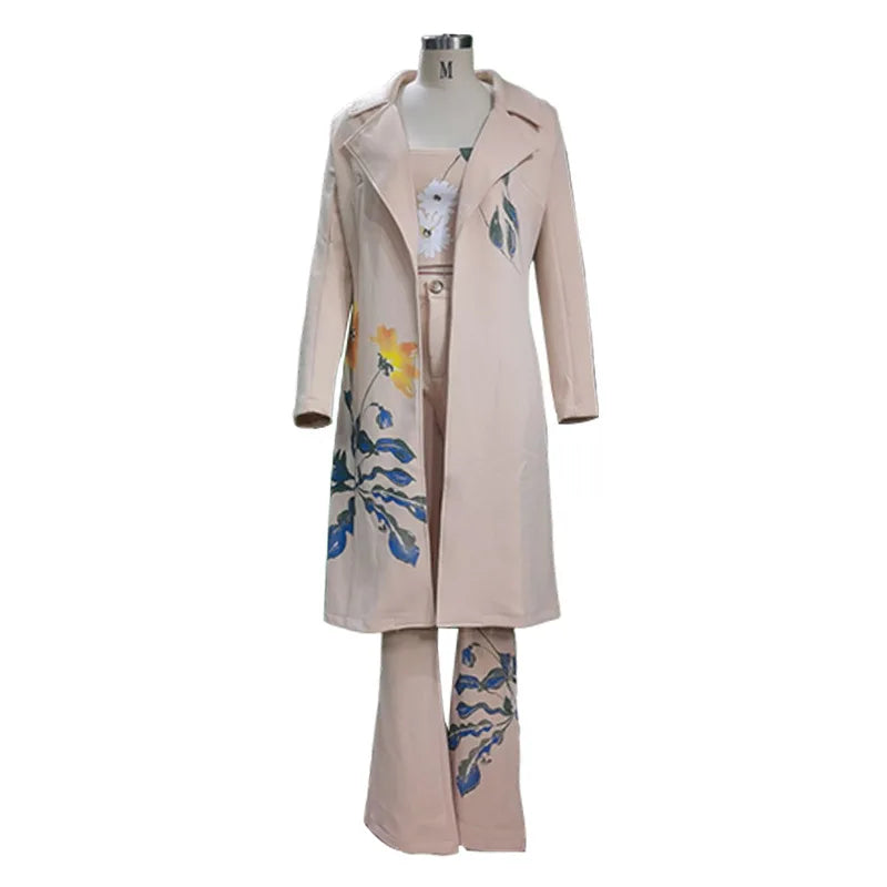 Traje de pantalón cortavientos largo estampado de temperamento de otoño e invierno para mujer, conjuntos de dos piezas, atuendos para mujer 