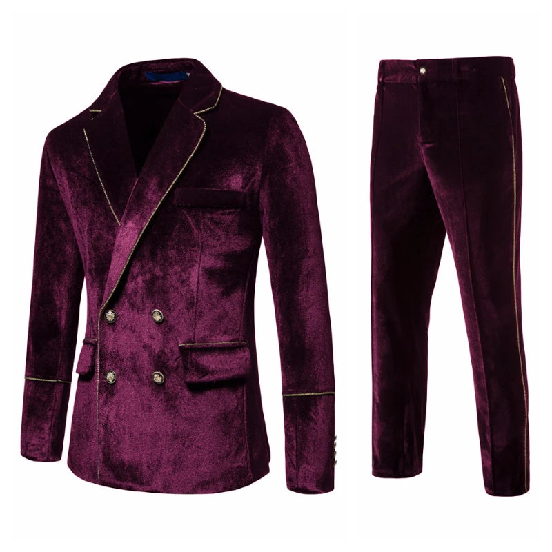 Trajes de terciopelo de alta gama para hombre, chaqueta informal de moda, trajes de fiesta, conjuntos para hombre