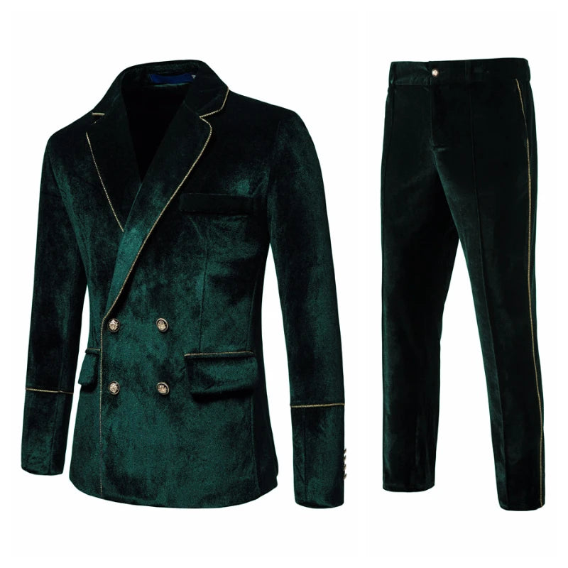 Nouveaux costumes en velours haut de gamme pour hommes, mode décontractée, veste, costumes de fête, ensembles pour hommes