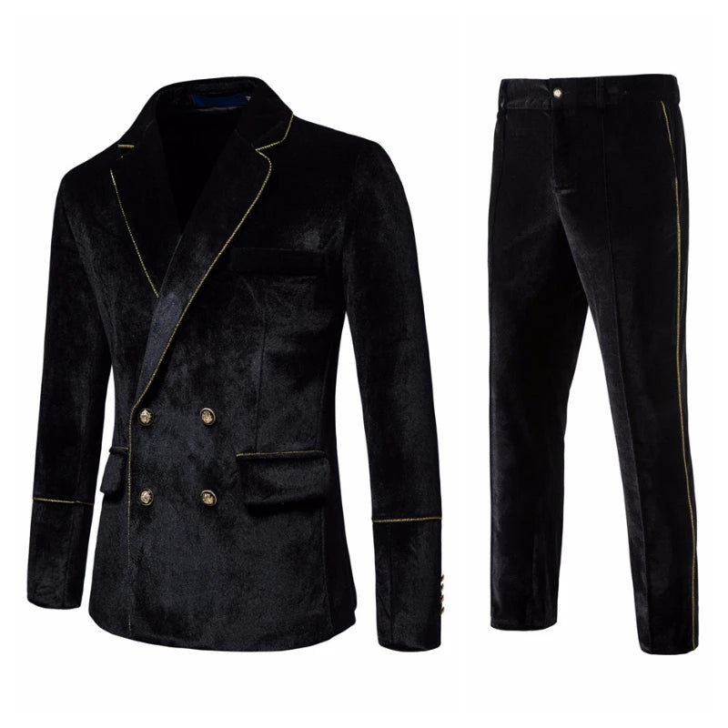 Trajes de terciopelo de alta gama para hombre, chaqueta informal de moda, trajes de fiesta, conjuntos para hombre