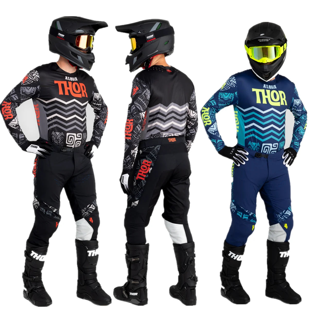 Motocross Racing Jersey and Pants Set with Protective Gear