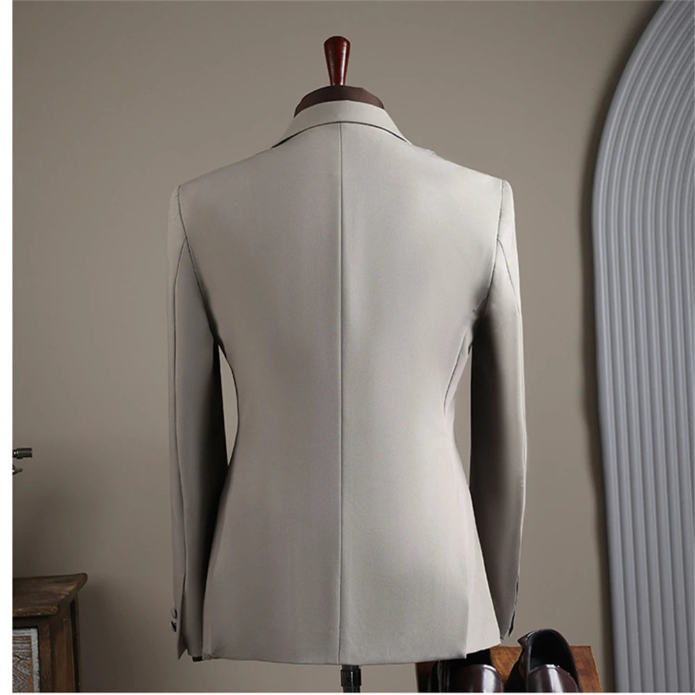 Conjunto de traje de otoño, nuevo, blazer, pantalón, dos piezas, cruzado, esmoquin de alta calidad, ropa formal para hombre.