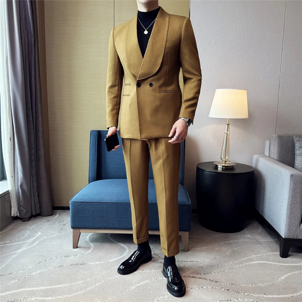 Ensemble 2 pièces veste et pantalon pour homme, veste et pantalon, style décontracté, idéal pour un mariage ou une soirée