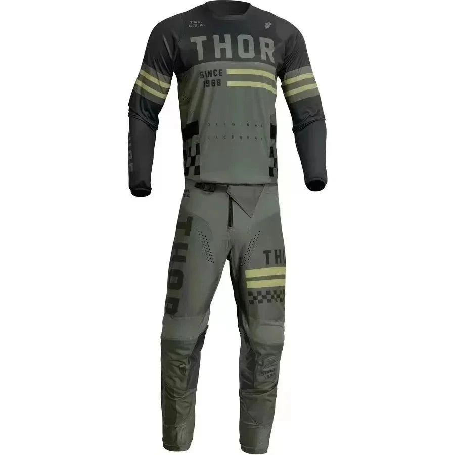 Motocross Jersey and Pants Set Olive Green and Black