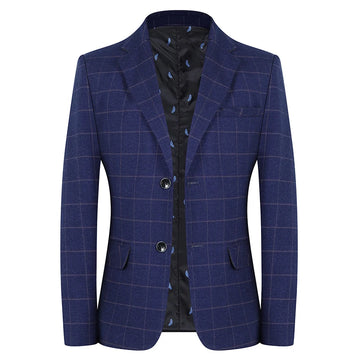 New Coat Fashion Handsome All Matching Plaid Suit Men Casual  Polyester  Blazer
